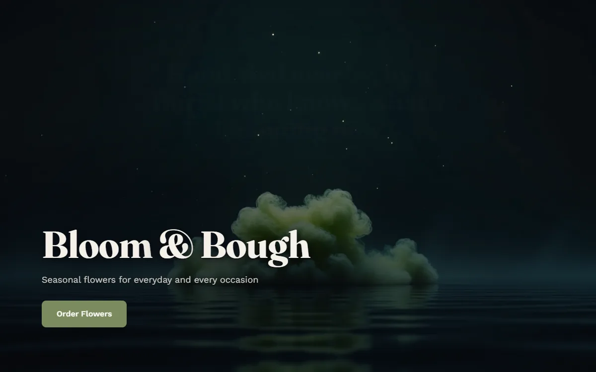 Bloom and Bough florist website with a cinematic film opening